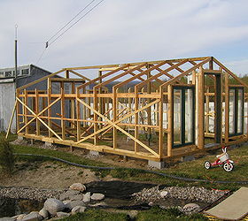 greenhouse diy garden greenhouse with recovered windows and poly, diy, flowers, gardening, outdoor living, repurposing upcycling, woodworking projects, My Greenhouse wood frame building instructions