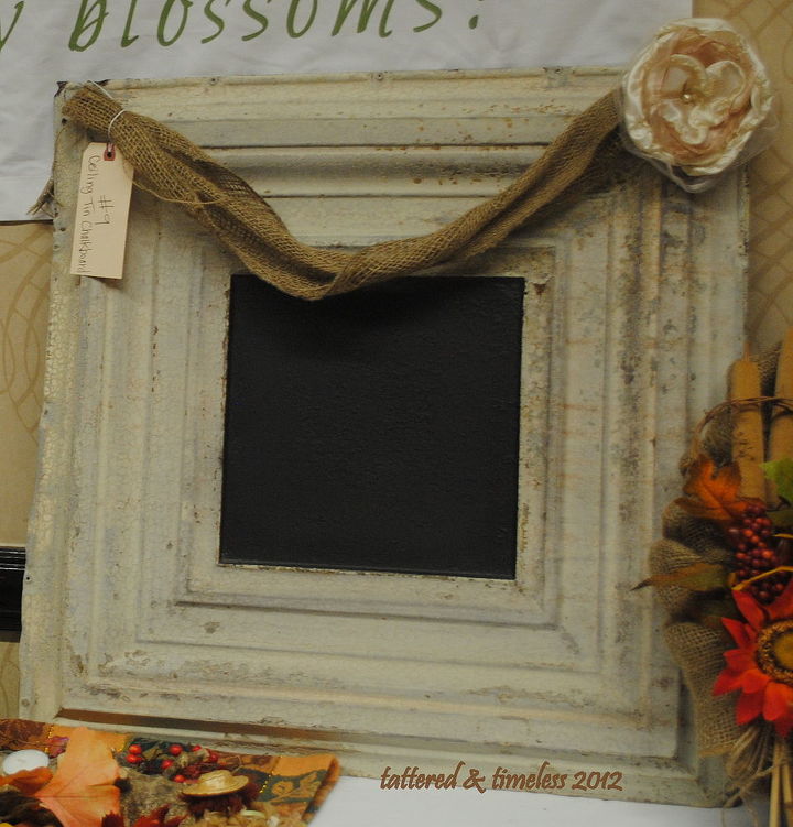 autumn home decorations, chalkboard paint, crafts, flowers, seasonal holiday decor, wreaths, This is an antique ceiling tin that can be used as a chalkboard in the middle but also a magnetic memo board