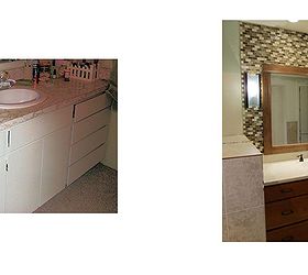 remodeling our 1970 s bathroom, bathroom ideas, home decor, home improvement, Before and after of the vanity area