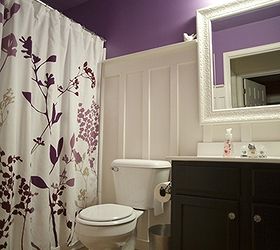 bathroom, bathroom ideas, electrical, home decor, Purple with Board Batten bathroom