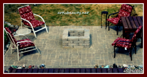 finished brick patio amp fire pit, concrete masonry, outdoor living, patio