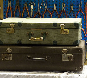 how to paint suitcases, painting, repurposing upcycling, Find yourself some old suitcases Clean them a bit and decide if you want to paint the handles and hinges