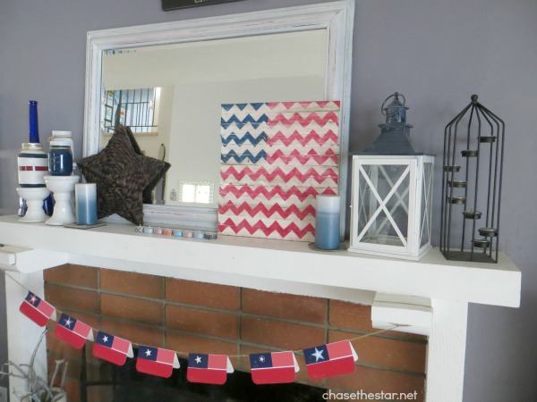 4th of july mantel, patriotic decor ideas, seasonal holiday d cor, Paint chip 4th of July banner