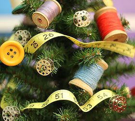 sewing themed mini christmas tree, christmas decorations, crafts, seasonal holiday decor, Sewing supplies make the perfect ornaments