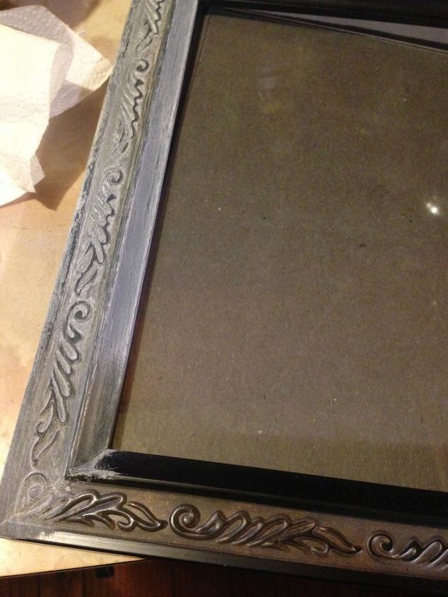 diy distressed frame how to make a new picture frame look old, crafts, painting, repurposing upcycling, Started with a plastic black frame from the Dollar Store