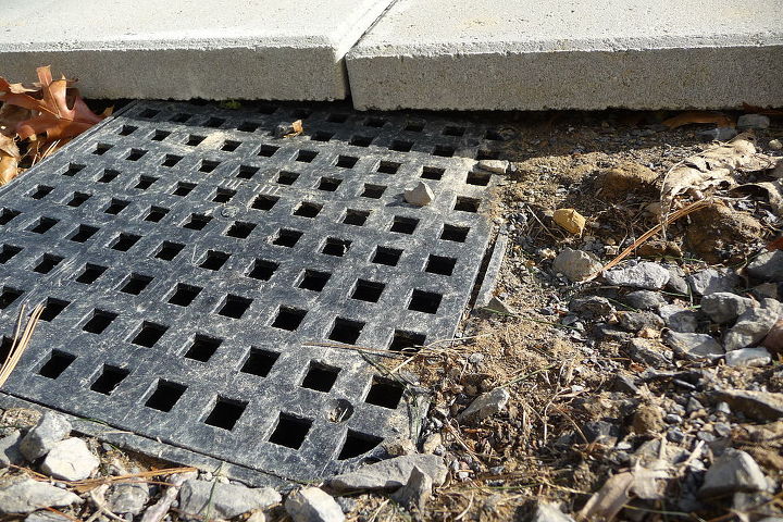 q how to finish this drainage grating problem at back of house, concrete masonry, home maintenance repairs, patio, plumbing