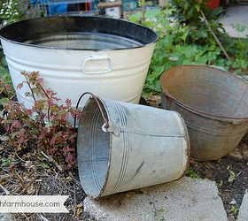buckets of flowers, flowers, gardening, Various sized buckets
