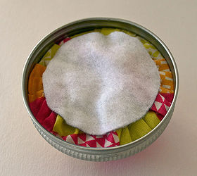mason jar pin cushion, crafts, mason jars, Press into the lid
