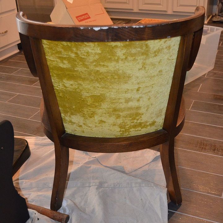 beginner reupholster vintage chair makeover, painted furniture, repurposing upcycling, Before Beginner reupholster chair Shabby Chalk Paint