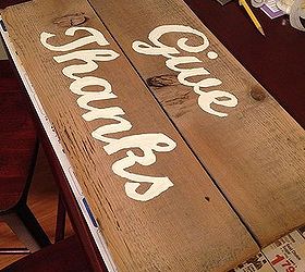 give thanks sign from upcycled landscape edging, crafts, decoupage, repurposing upcycling, seasonal holiday decor, thanksgiving decorations, Paint with Annie Sloan Chalk Paint in old white and seal with wax poly sealer of choice