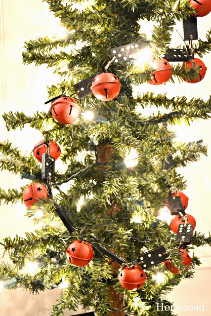 vintage domino bell garland, crafts, repurposing upcycling, seasonal holiday decor, wreaths, Beautiful on a small tree