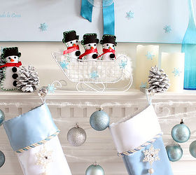 blue christmas mantel, christmas decorations, seasonal holiday decor