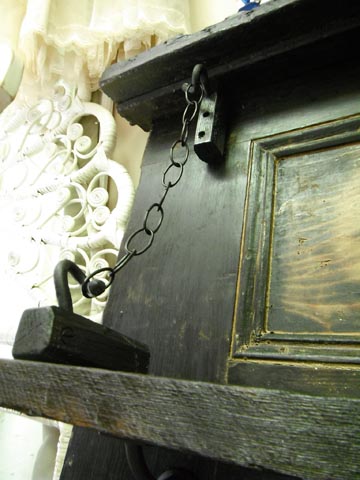 hallway mantles they are the new rage, doors, foyer, home decor, shelving ideas, ends of two ox yokes The iron twists add a twist of rustic charm Then a few chandalier leftover chains