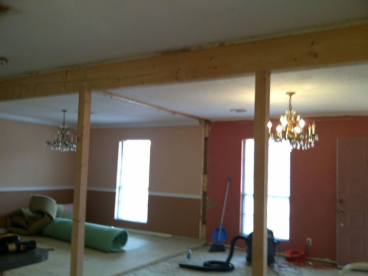 changes in our home that was built in the 1970 s, home decor, home improvement, Another shot after beam was installed