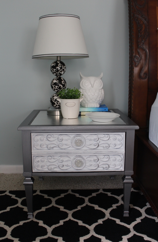 thrift store side table goes glam, bedroom ideas, home decor, painted furniture