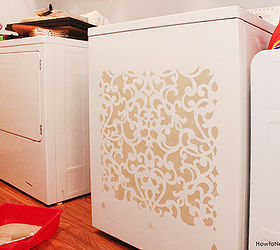 stenciled washer amp dryer, appliances, crafts, laundry rooms, Center the design of the stencil first then line up the stencil edges to complete the design
