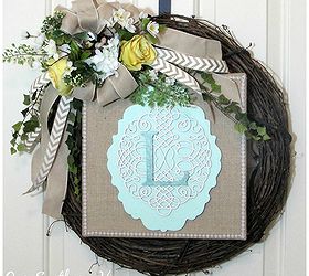 spring monogrammed wreath, crafts, decoupage, seasonal holiday decor, wreaths, My new spring wreath is created with supplies from Michaels Stores