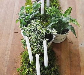 how to make a moss centerpiece for your next garden party, crafts, gardening, outdoor living, moss and candles and small ferns