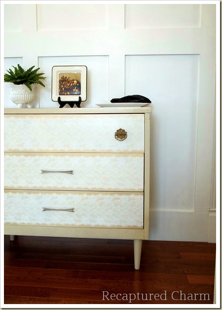 lace dresser, painted furniture, Entire piece painted in an Almond color