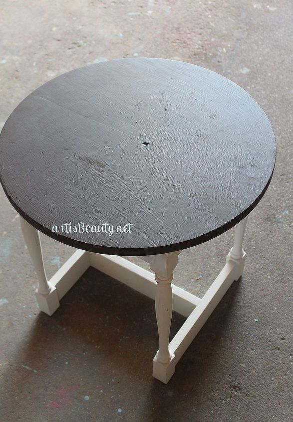 french chocolat quick and easy side table makeover, painted furniture, just a plane ole table waiting for some fun
