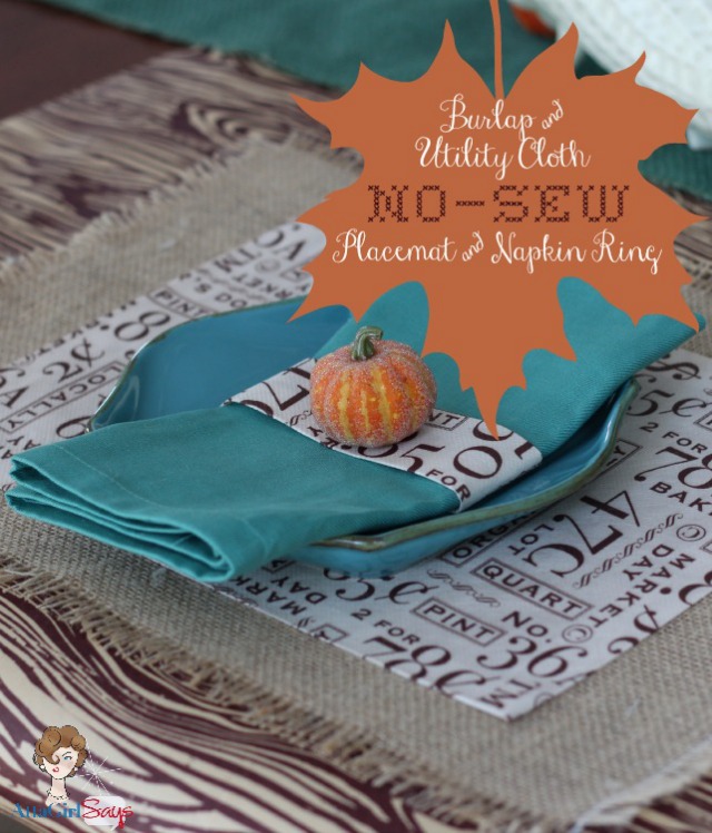 no sew fall burlap table setting, crafts, seasonal holiday decor, No sew placemat and napkin ring made from burlap and utility cloth