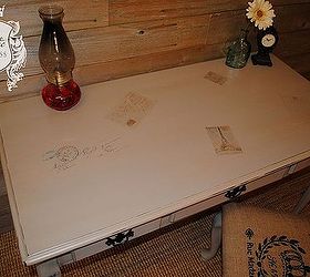 writing desk with french image transfers, painted furniture, rustic furniture