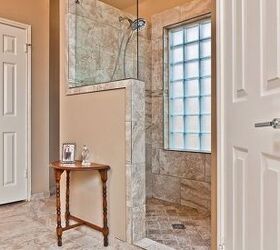 come in and enjoy, bathroom ideas, home decor, home improvement, What a difference has been made in this bathroom The open shower has new lighting from the glass blocks and the soft color creates a softness that is warming and welcoming