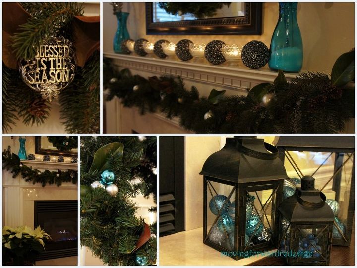 blue christmas mantel and family room decor, christmas decorations, seasonal holiday decor, wreaths