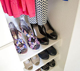 diy closet kit for under 50, closet, organizing, shelving ideas, storage ideas, shoe storage with four pairs per shelf