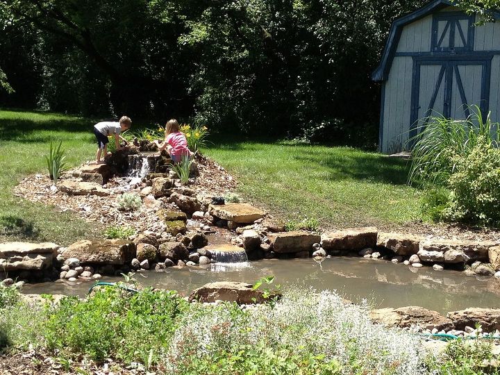 pond renovation deer park il pond construction by gem ponds, outdoor living, ponds water features, These kids are acting as kids should Collecting frogs turtles and exploring their new pond