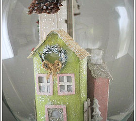 snow village lamp, crafts, lighting, If you can cut glue paint and glitter you can make these miniature houses
