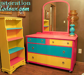 child s chalkpainted dresser and bookshelf, painted furniture, storage ideas