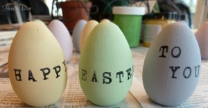 diy pastel painted eggs for easter, crafts, easter decorations, seasonal holiday decor, Once they were dry I pulled out my alphabet stamps and stamp pad and got to work