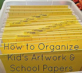 organizing kids artwork and school papers, organizing