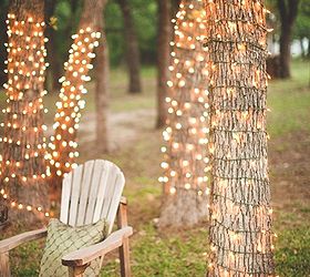 how to wrap lights around trees, diy, how to, lighting, outdoor living, Imagine sitting outside in the evening reading a book under the glow of white Christmas lights