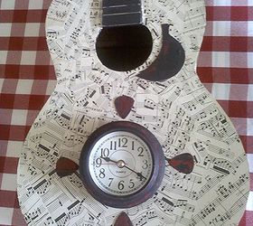 Decoupaged Guitar Turned Into Wall Clock