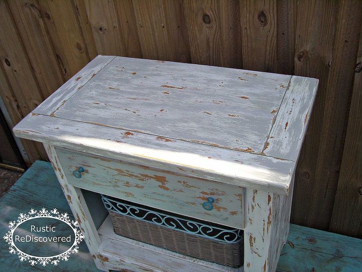 chippy nightstand makeover, painted furniture, rustic furniture, Top side view