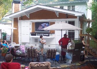 indoor outdoor tv, Outdoor view during an annual Mr Spinwall party