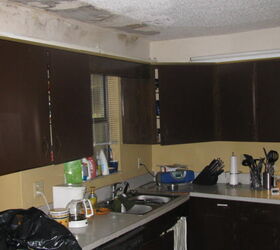 small kitchen remodel, Overhead lighting has to go Maybe crown molding to cover