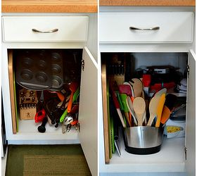 5 effective tips for organizing the kitchen, kitchen design, organizing, Before and after organizing the kitchen utensil area