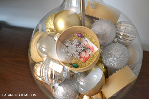 silver and gold fillable lamp, lighting, seasonal holiday decor, silver and gold Instagram fillable lamp