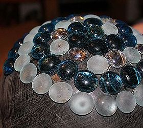 homemade gazing balls, repurposing upcycling, On this one we added stones