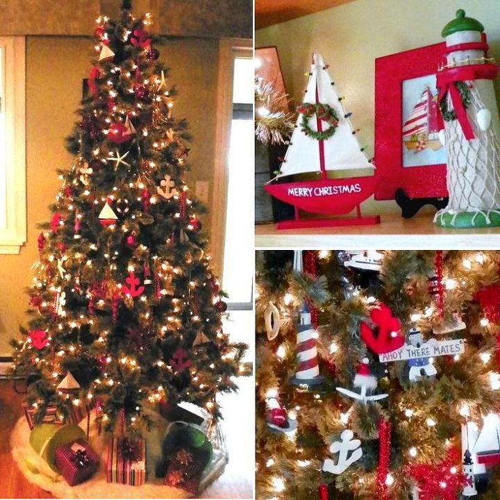 coastal christmas trees beach christmas trees reader submissions, seasonal holiday d cor, A red nautical Christmas by Ruthie Somerfeldt Pettit