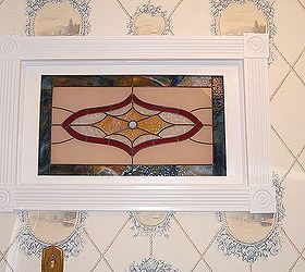 adding a vintage stained glass, bathroom ideas, crafts, home decor, Installed and painted