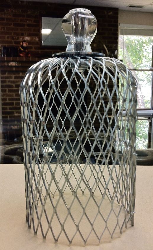 diy wire cloche, crafts, home decor, Add some washers and a glass knob and that s it