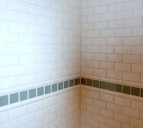 easy inexpensive subway tile, bathroom ideas, diy, tiling, Aqua glass tile with subway sheet tile