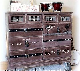 rock amp roll dresser, painted furniture, repurposing upcycling, After Old belts as drawer pulls
