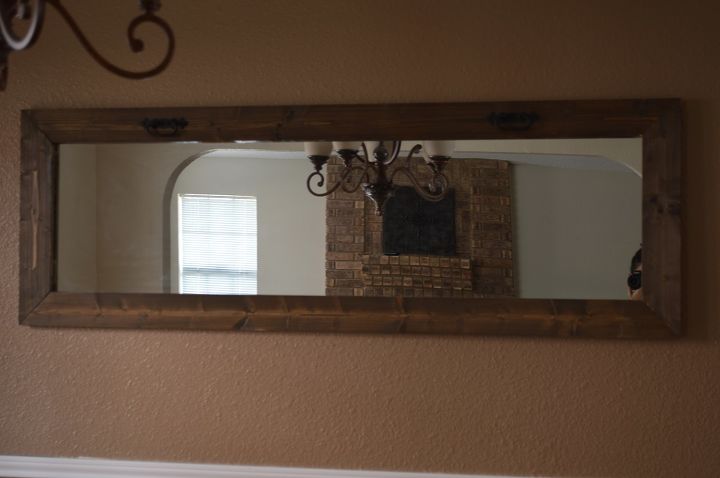 rustic mirror, home decor, repurposing upcycling, wall decor, woodworking projects, I really need to repaint this wall we plan to repaint the house soon I really want to make my rustic mirror pop