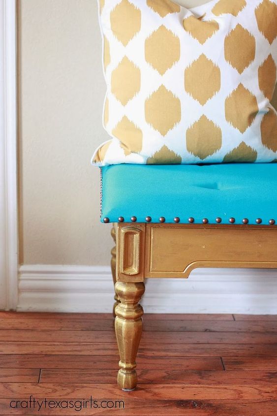 turn a coffee table into a tufted bench, painted furniture, repurposing upcycling