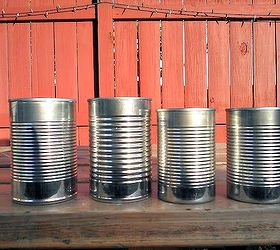 paint dipped soup cans, crafts, gardening, repurposing upcycling, Using a smaller can inside a larger can made it a planter